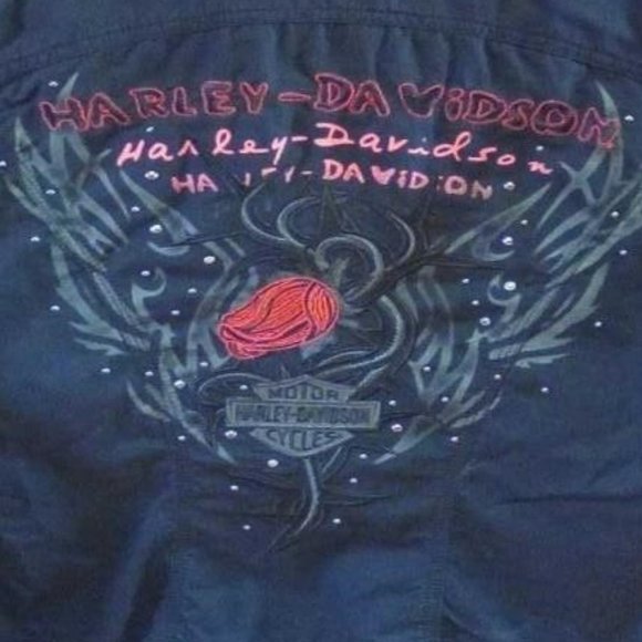 Vintage Harley Davidson Bomber-Style Cotton Shirt/ Jacket American Original RARE - Picture 7 of 7